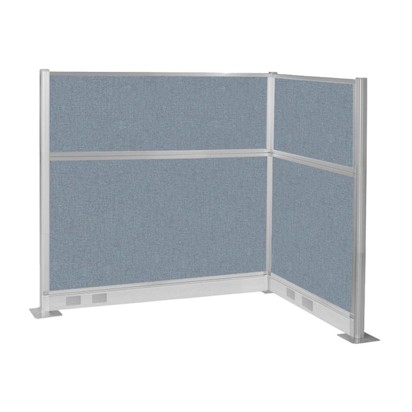 Versare Pre-Configured Hush Panel Electric Cubicle (L Shape) 6' x 4' Powder Blue Fabric 1859365 - main